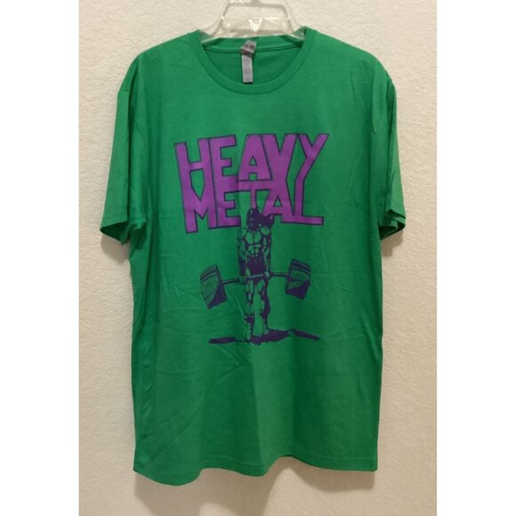 Next Level Heavy Metal Graphic Tee Green & Purple Men's Short Sleeve T-Shirt L - Picture 1 of 4